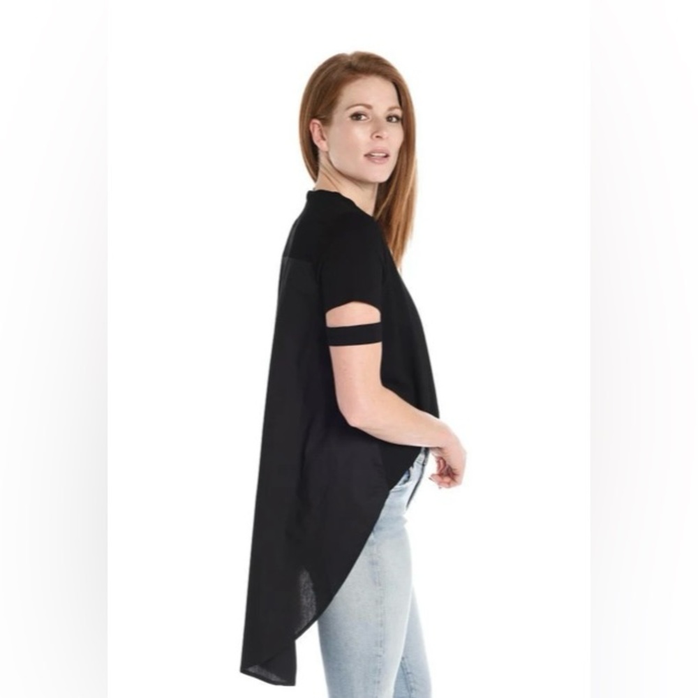 AFTER MARKET Black Knit T-Shirt High-Low Hemline Size Small. NWT